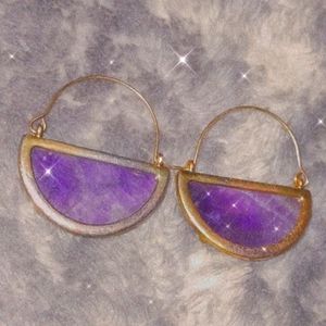 Amethyst Half Circle Earrings